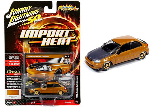 Johnny Lightning 1:64 50 Years – Street Freaks 2019 Release 3 Version A – 1996 Honda Civic Custom (Golden Copper Metallic)