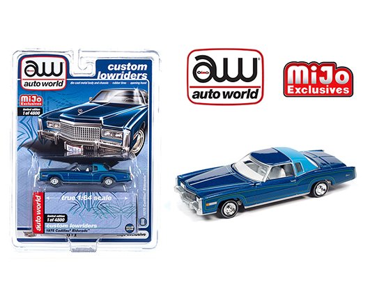 Auto World 1:64 Mijo Exclusive Lowriders 1975 Cadillac Eldorado Blue Limited Edition 4,800 Pcs