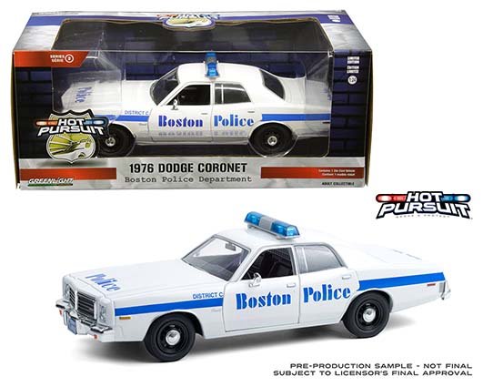 Greenlight 1:24 Hot Pursuit Series 2 – 1976 Dodge Coronet – Boston Police Department – Boston, Massachusetts – White