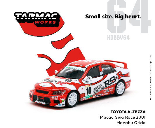 Tarmac Works 1:64 Toyota Altezza Macau Guia Race 2001 Manabu Orido