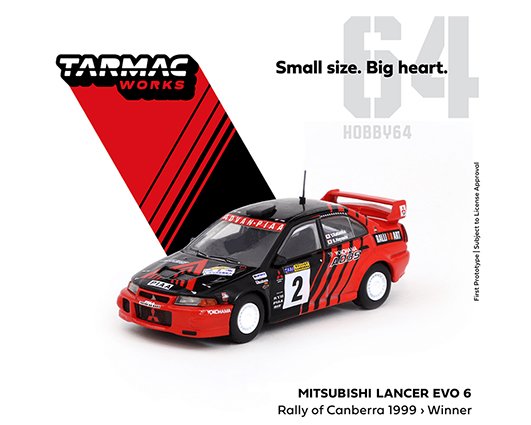 Tarmac Works 1:64 Mitsubishi Lancer Evo 6 Winner Rally of Canberra 1999 Y.Kataoka – S.Hayashi