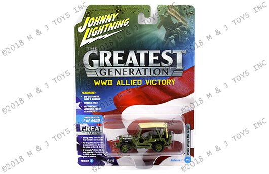 Johnny Lightning 1:64 The Greatest Generation: WWII Allied Victory – Willys MB Jeep with Beige Soft Top