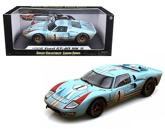 Shelby Collectibles 1:18 1966 Ford GT 40 MKII Gulf #1 Dirty Version (Blue)
