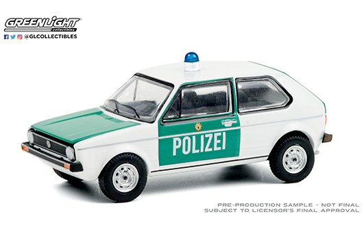 Greenlight 1:64 Hot Pursuit Series 36 – 1974 Volkswagen Golf Mk1 (White/Green) – Germany Polizei