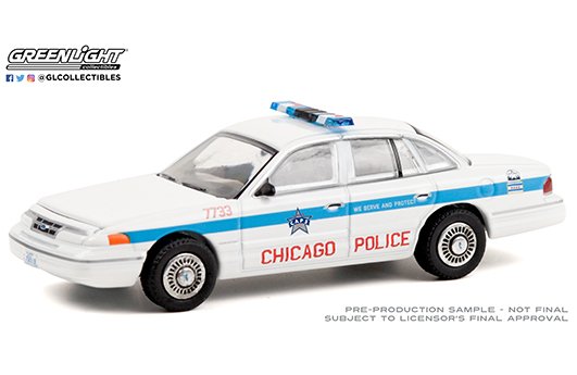 Greenlight 1:64 Hot Pursuit Series 36 – 1995 Ford Crown Victoria Police Interceptor (White) – City of Chicago Police Department