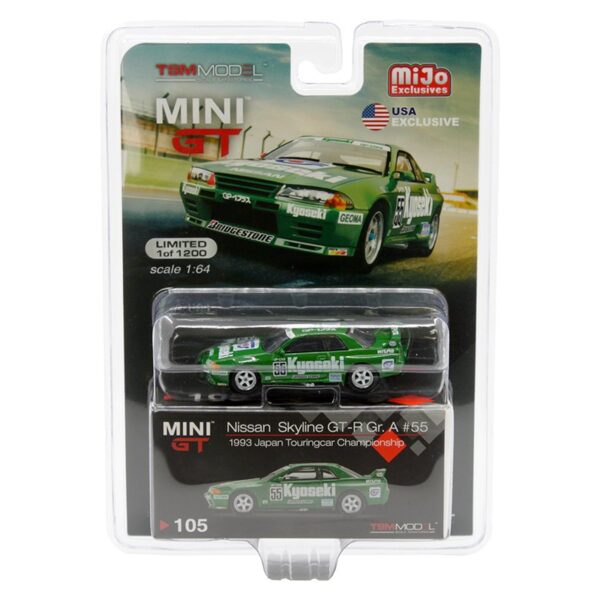 Mini GT 1:64 MiJo Exclusives – Nissan Skyline GT-R Gr. A #55 1993 Japan Touring Car Championship