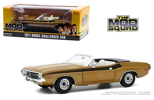 Greenlight 1:18 The Mod Squad (1968-73 TV Series) – 1971 Dodge Challenger 340 Convertible (Gold)