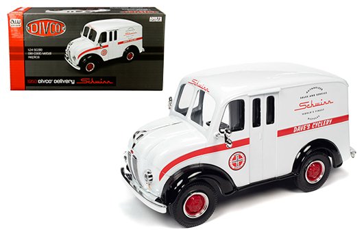 Auto World 1:24 1950 Divco Delivery – Schwinn (White with red)