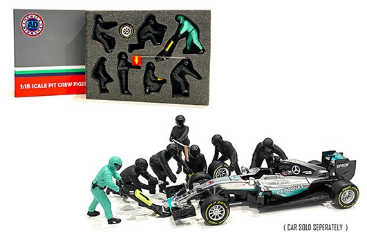 American Diorama 1:18 F1 Pit Crew Figures Team Black (7 Figures)