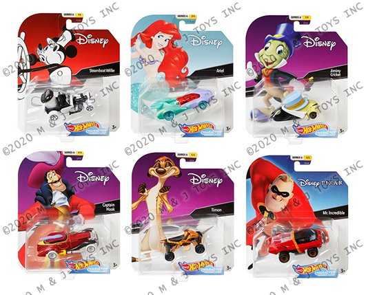 Hot Wheels 1:64 Character Cars – Disney Assortment 999G (6 Styles)