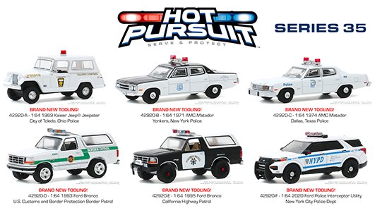 Greenlight 1:64 Hot Pursuit Series 35 Assortment (6 Styles)
