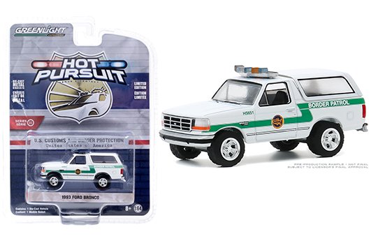 Greenlight 1:64 Hot Pursuit Series 35 – 1993 Ford Bronco – U.S. Customs and Border Protection Border Patrol (White)
