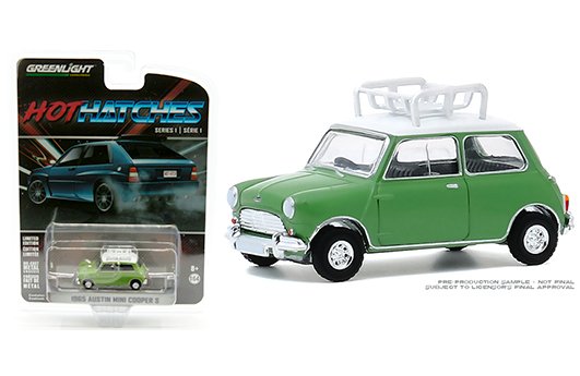 Greenlight 1:64 Hot Hatches Series 1 – 1965 Austin Mini Cooper S with roof rack – Green