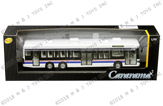 Cararama 1:50 Scania Omnilink (White with Blue and Red Stripe)