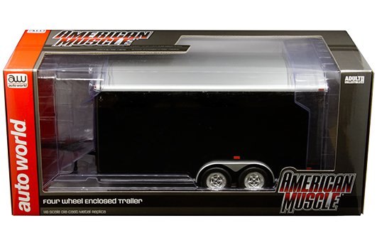 Auto World 1:18 American Muscle – Four Wheel Enclosed Trailer (Black)