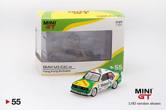 Mini GT 1:64 BMW M3 (E30) #6 Watson’s Team Schitzer 1991 Guia Race of Macau Winner (Hong Kong Exclusive)(LHD)(Green/White)