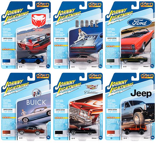 Johnny Lightning 1:64 Classic Gold 2020 Release 1-B 6 Styles Assortment