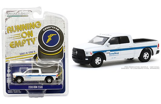 Greenlight 1:64 Running On Empty Series 10 – 2018 Ram 2500 – Goodyear Commercial tire & Service Centers (White)