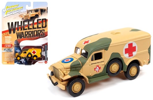 Johnny Lightning 1:64 Wheeled Warriors Release 2 Version A – WWII Dodge WC54 Ambulance (Green/Tan Camouflage) (Limited Edition 1 of 2004)