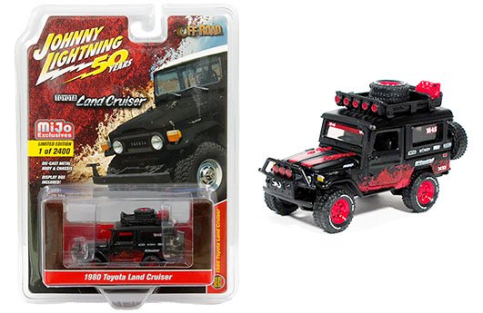 [Preorder] Johnny Lightning 1:64 50 Years – Off-Road – 1980 Toyota Land Cruiser (Matte Black with Red) – MiJo Exclusives