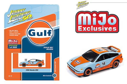 Johnny Lightning 1:64 50th Anniversary – Gulf 1990 Honda CRX – MiJo Exclusives