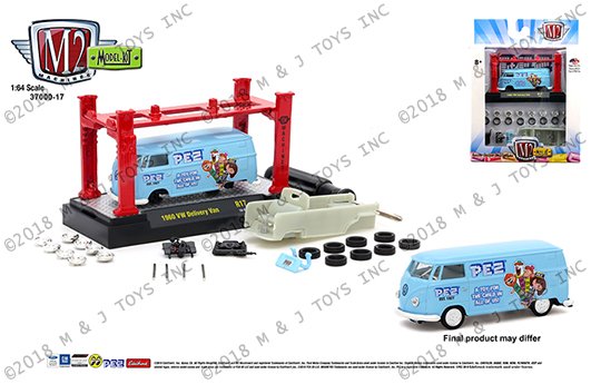 M2 Machines 1:64 Model Kit Auto-Lift Release 17 – 1960 Volkswagen Delivery Van – PEZ (Light Blue)