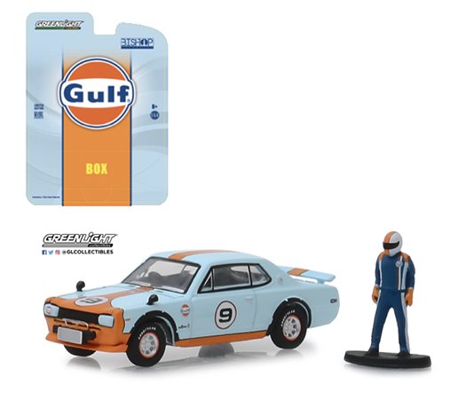 Greenlight 1:64 Bishop Exclusive Nissan GT-R 2000 #9 Gulf Racing with Driver