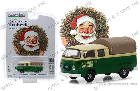 Greenlight 1:64 Norman Rockwell Series 1 – 1978 Volkswagen Type 2 Double Cab Pickup (Green/Cream/Brown)