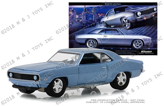 Greenlight 1:64 Hobby Exclusive BFGoodrich Vintage Ad Cars – 1969 Chevrolet Camaro “Bowtie Pastya” (Blue)