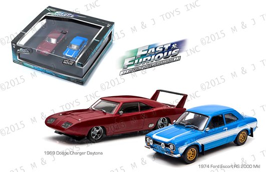 Grenlight 1:43 2-Pack – Fast & Furious 6 (2013) – 1969 Dodge Daytona & 2000 Ford Escort (blue-red)