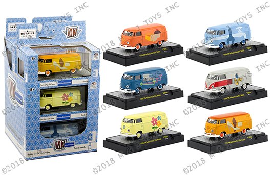 M2 Machines 1:64 Auto-Thentics Volkswagen Release 6 Assortment (6 Styles) In Plastic Case Display