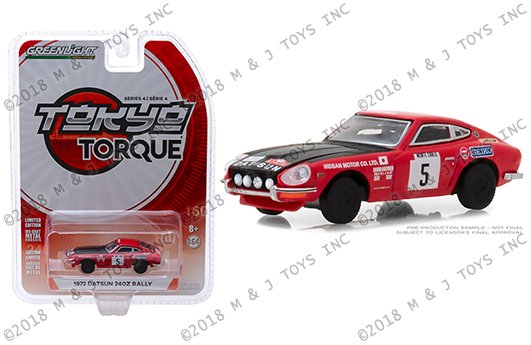 Greenlight 1:64 Tokyo Torque Series 4 – Tokyo Torque 4 – 1972 Datsun 240Z Rally (Red)