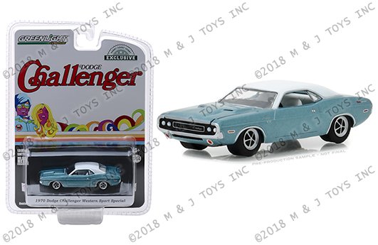 Greenlight 1:64 Hobby Exclusive – 1970 Dodge Challenger Western Sport Special (Light Blue/White Top)