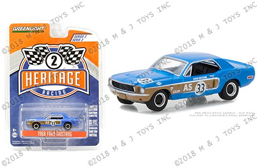 Greenlight 1:64 Heritage Racing Series 2 – 1968 Ford Mustang #33 John McComb (Blue/Brown)