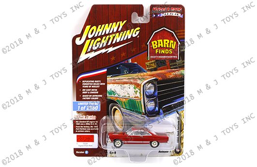 Johnny Lightning 1:64 Muscle Cars USA 2018 Release 1 Version B – 1966 Ford Fairlane GT (Signal Flare Red)
