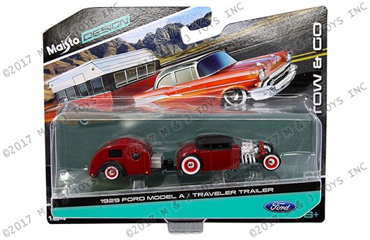 Maisto 1:64 Tow & Go – 1929 Ford Model A / Traveler Trailer