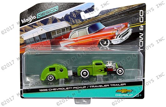 Maisto 1:64 Tow & Go – 1936 Chevrolet Pickup / Traveler Trailer