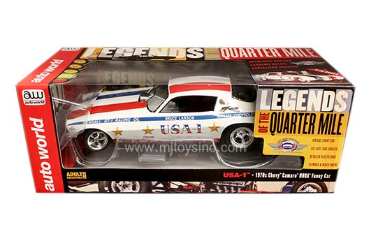 AUTO WORLD 1:18 LEGENDS OF THE QUARTER MILE – BRUCE LARSON USA-1 – 1970 CHEVROLET CAMARO NHRA FUNNY CAR