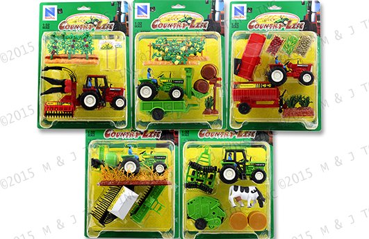 NEWRAY COUNTRY LIFE FARM SET WITH TRACTOR AND COW – 5 ASSORTMENT